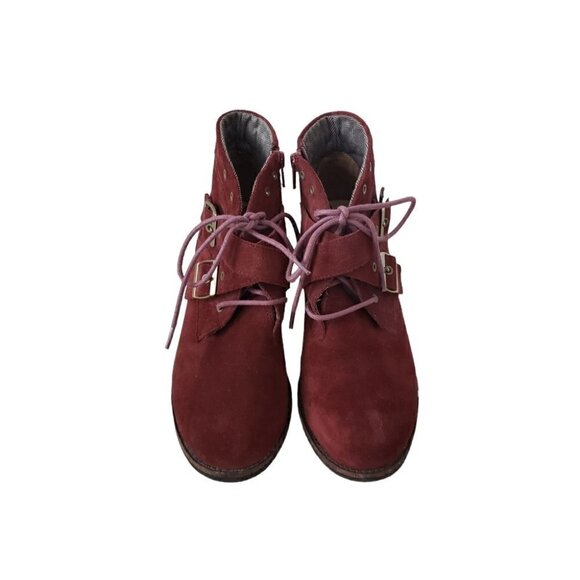 Caterpillar Briony Burgundy Suede Boots Waterproof Heeled Lace Up Ankle - Picture 3 of 13
